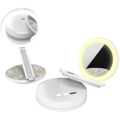 تصویر آینه آرایشی LED سه‌حالته تاشو 