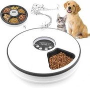 تصویر ظرف غذای اتوماتیک گربه و سگ 6 مخزنه با قابلیت تنظیم ساعت مدل S011 Automatic Pet Feeder For Dogs And Cats