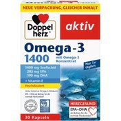 تصویر کپسول امگا 3 1400 و ویتامین E دوپل هرز آلمان 30عددی Doppelherz aktiv Omega-3 1400