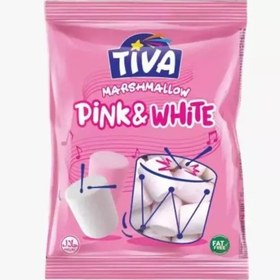 تصویر مارشمالو تیوا Tiva مدل Pink White بدون قند 30 گرم 