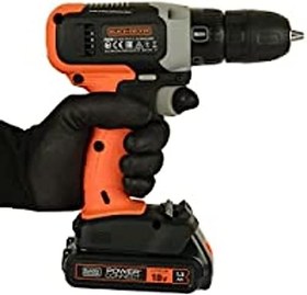 Black+Decker 12V 1.5Ah 900 RPM Cordless Drill Driver with 13 Pieces Bits in  Kitbox For Drilling and Fastening, Orange/Black