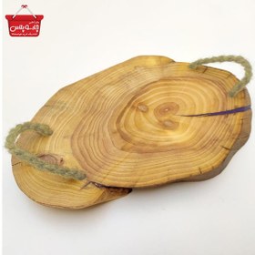 تصویر سینی سرو چوبی دسته کنفی رهاوود کد 1318 
