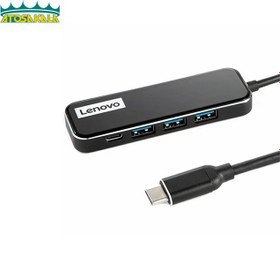 تصویر هاب 4 پورت تایپ سی لنوو Lenovo EC04 4 in 1 HUB ADAPTER 3USB 3.0 1PD 