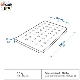 تصویر تشک بادی کمپینگ 2 نفره 120سانتی متر کچوا QUECHUA Inflatable Mat 120CM