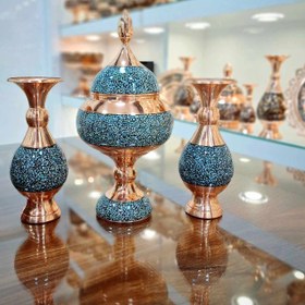 تصویر ست گلدان و شکلات خوری فیروزه کوبی 