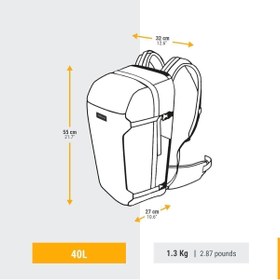 تصویر کیف ورزشی سیاه مردانه و زنانه کوله پشتی در فضای باز - 40 لیتر سفر 500 سازمان دهنده Decathlon 