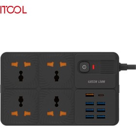 تصویر چند راهی برق گرین لاین مدل Power Socket 7 USB-A Port & 1 PD Port GNPS7UPDUKBK Green Lion GL-PS8B UK Power Socket 7 USB-A Port & 1 PD Port