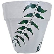 تصویر گلدان سفالی طرح برگ 