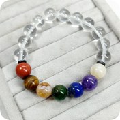 تصویر دستبند هفت چاکرا و کریستال کوارتز 