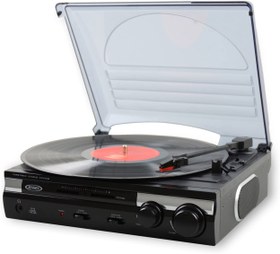 تصویر Jensen JTA-230 3 Speed Stereo Turntable with Built in Speakers, Aux in, Vinyl to MP3 Converting/Encoding 