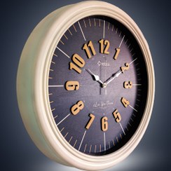 تصویر ساعت دیواری سرمه ای عدد چوبی چیدوکو قطر 60 سانت کدC018 