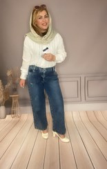تصویر شلوار جین واید لگ آبی زنانه 