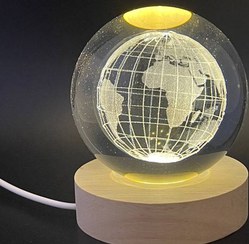 تصویر گوی کریستالی چراغدار طرح کره زمین سایز بزرگ 