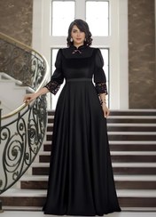 تصویر لباس مجلسی زنانه آدرینا مدل ۲۱۴۴۱۲۴ سایز ۳۸ تا ۴۸ مخمل مشکی 