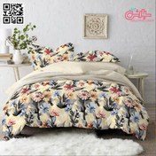 تصویر لحاف روتختی عروس آبرنگی کرم کالباسی - کتان (307) 