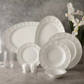 تصویر سرویس چینی زرین 12 نفره کامل دلسا (103 پارچه) Zarin Iran Neo-Classic Delsa 103 Pieces FDC Dinnerware Set