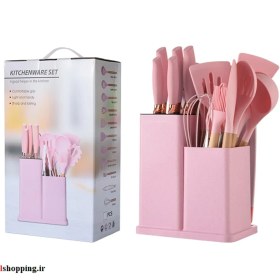 تصویر سرویس کفگیر ملاقه سیلیکونی همراه با سرویس چاقو تخته گوشت 