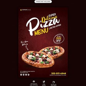 تصویر بنر منو فست فود – Food menu and delicious pizza flyer 