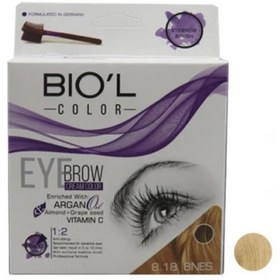 تصویر کیت رنگ ابرو بیول Biol رنگ بلوند نسکافه ای روشن 8.18 