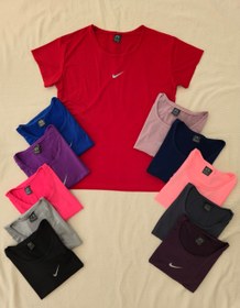 تصویر تیشرت ورزشی زنانه مدل یقه گرد سایز ۳۶ الی ۵۰ / nike & alo - قرمز / یک 