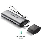 تصویر رم ریدر TYPE C مدل 50704 برند UGREEN یوگرین نقره ای - MICRO SD - SD 
