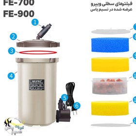 تصویر فیلتر سطلی با پمپ اکسترنال EF-700 ویپرو Weipro Filter FE-700