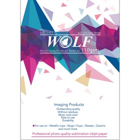 تصویر کاغذ سابلیمیشن 110 گرم ولف سایز A3 بسته 100 برگ Wolf A3 Sublimation Paper 110gr 100sh