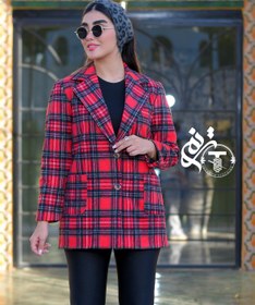 تصویر کت پشمی چهارخونه آستردار مدل یاس کد 7074 - سایز Lined wool coat