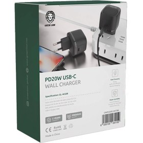 تصویر کلگی فست شارژ Green Lion GNPD20EUWCBK 3A PD 20W - مشکی Green Lion GNPD20EUWCBK 3A PD 20W Fast Wall Charger