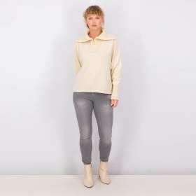 تصویر پلیور نیم زیپ کرم زنانه چیبو 