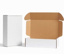 تصویر جعبه کیبوردی سفید مقوای سه لایه ایفلوت بدون چاپ و خام مدل کیبوردی بدون نیاز به چسب در رنگ سفید و ۴۳ سایز مختلف