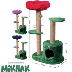 تصویر اسکرچر، لانه و جای خواب گربه مدل میخک کدیپک Kedipek Scratcher for Cat Mikhal Model