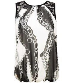 تصویر تاپ حریر زنانه مشکی سفید QUIZ 