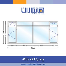 تصویر پنجره دوجداره تک حالته با شیشه ساده 