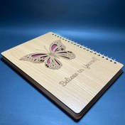 تصویر دفتر چوبی طرح پروانه 