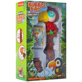 تصویر اسباب بازی حباب ساز موزیکال مدل طوطی قرمز bubble bird music light toy_ تفنگ اسباب بازی 