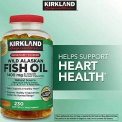 تصویر روغن ماهی آلاسکا وحشی کرکلند ۱۴۰۰ میلی گرم ۲۳۰ عددی 