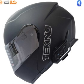 تصویر کلاه کاسکت فک متحرک بلوتوث دار تکنو | TEKNO MAT BLK Helmet, moving jaw with techno bluetooth TEKNO MAT BLK