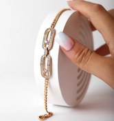 تصویر دستبند نگین صورتی ژوپینگ کد 515 