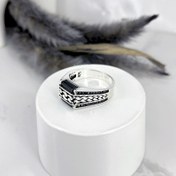 تصویر انگشتر نقره مردانه مدل کارتیر عقیق 