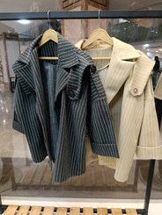 تصویر پالتو فوتر راه راه - کرم 