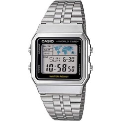 تصویر ساعت مچی نقره ای A500WA-1ACF کلاسیک مردانه Casio Casio Men's A500WA-1ACF Classic Silver-Tone Watch