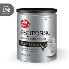 تصویر دانه قهوه ساکوئلا ایتالیا مدل اسپرسو گرن عربیکا 250 گرمی Saquella espresso coffee beans gran arabica