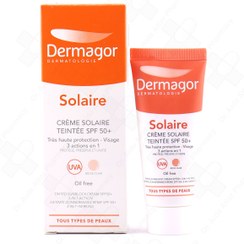 تصویر کرم ضد آفتاب SPF 50+ رنگی فاقد چربی 3 در 1 درماگور 40 میلی لیتر 