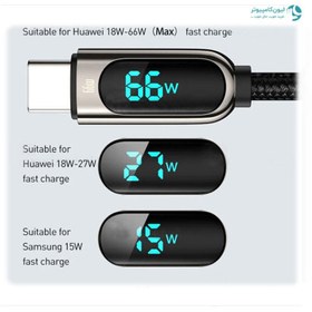 تصویر کابل بیسوس USB Type-C مدل CASX020001 طول 1 متر Baseus CASX020001 1m Type-C 66W Cable