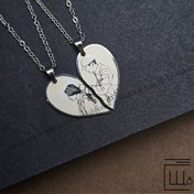 تصویر گردنبند دوتایی مدل قلب 