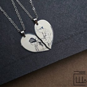 تصویر گردنبند دوتایی مدل قلب 