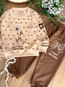 تصویر بلوز و شلوار تک گل کرم رنگ 