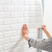 تصویر برچسب های دیواری سه بعدی فوم پلی اتیلن 70×77 سانتی متر کاغذ دیواری دکور خانه ایمن، سفید (بسته 10) 