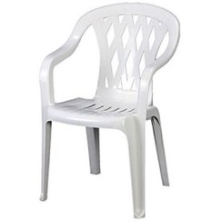 تصویر صندلی دسته‌دار پلاستیکی سفید 